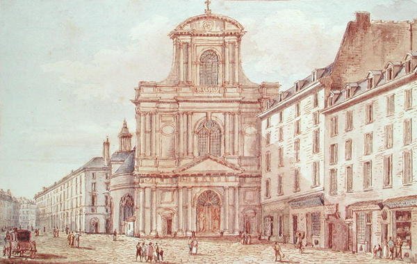 Pohled na portál kostela Saint-Gervais, Paříž (wc na papíře) od Victor Jean Nicolle