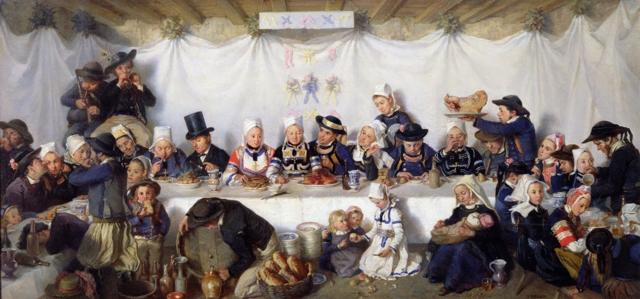 Svatební hostina Corentina Le Guerveura a Anne-Marie Kerinvel, 1880 od Victor Marie Roussin