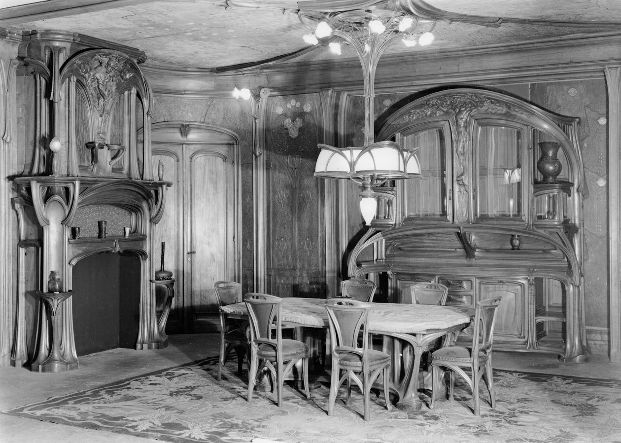 Secesní jídelna, 1903-06 (černobílá fotografie) od Eugene Vallin