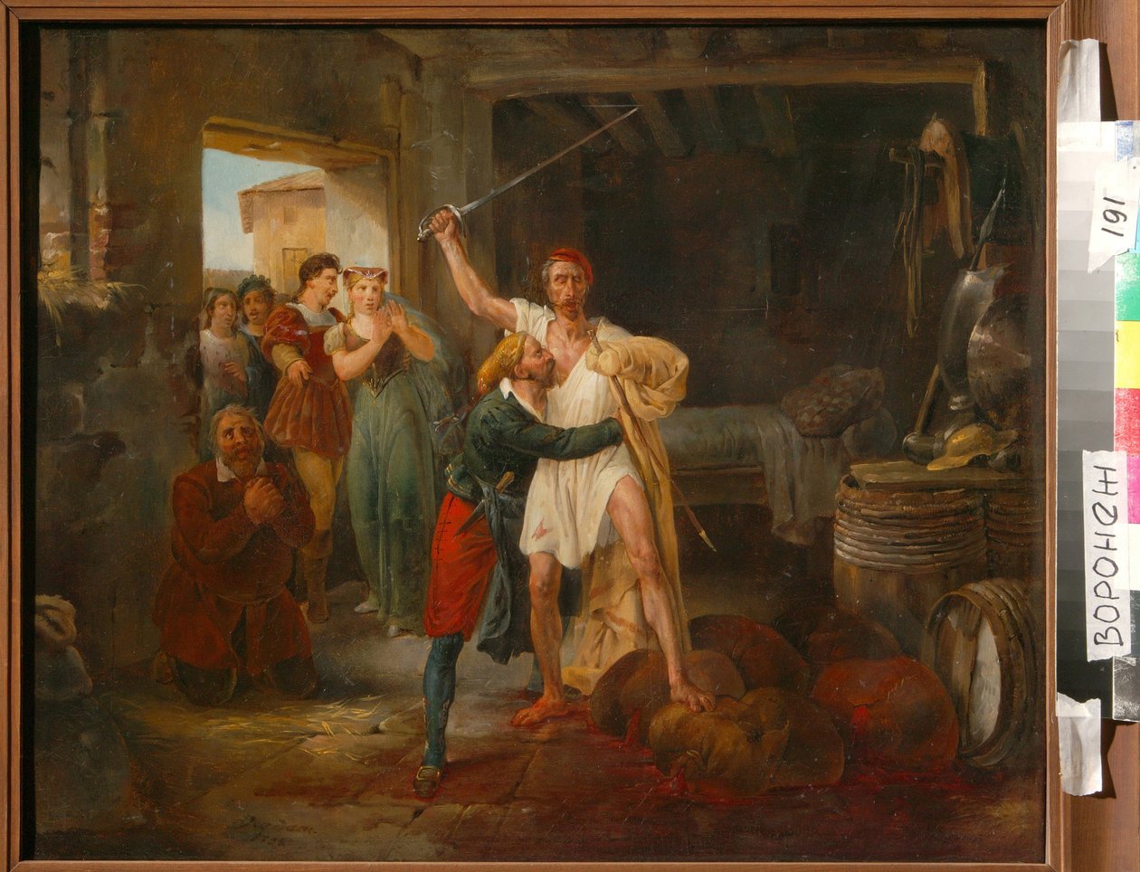 Don Quijote bojující s určitými slupky červeného vína od Victor Adam
