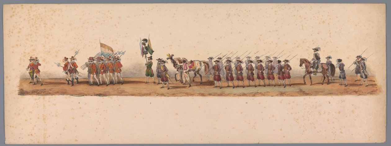Historický průvod u druhého stého výročí Utrechtské univerzity aplikovaných věd, 1836 (deska 3) Přiblížení nizozemských armád k Ostende, 3. července 1600, den po vítězství u Nieuwpoortu; podle krojovaného znázornění udávaného H H Studentem od Victor Adam