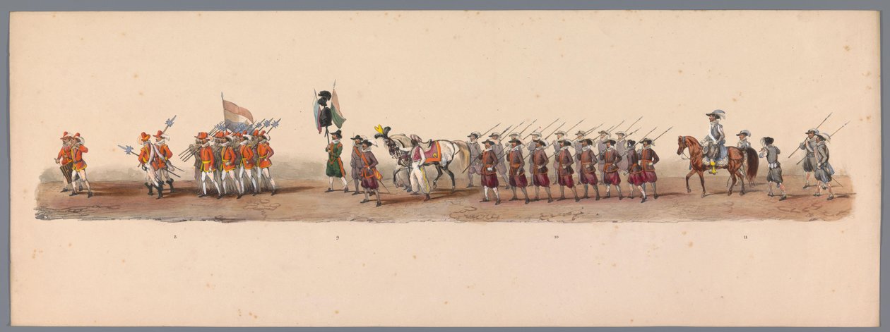 Historický průvod u druhého stého výročí Utrechtské univerzity aplikovaných věd, 1836 (deska 3) Přiblížení nizozemských armád k Ostende, 3. července 1600, den po vítězství u Nieuwpoortu; podle krojovaného znázornění udávaného H H Studentem od Victor Adam