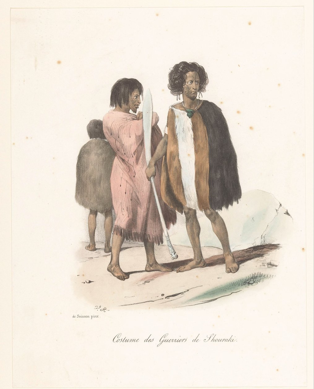 Oblečení válečníků ze Shouraki (Nový Zéland) Kostým des Guerriers de Shouraki (název na objektu) Cesta za objevem astrolábu (název série) Voyage de découvertes de l