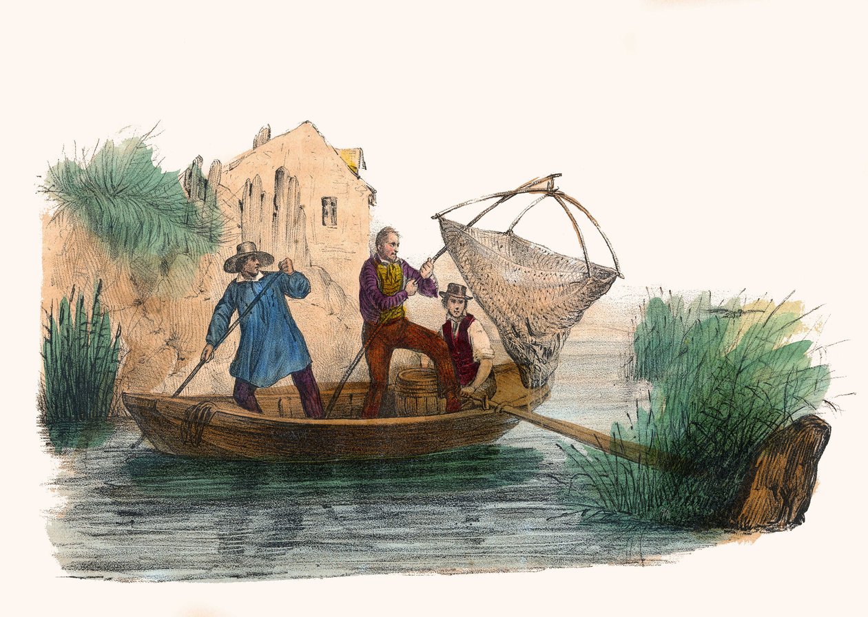 La Peche. v „“ Album Grotesque, Choices of Outstanding Types“, ilustrace Victor Adam, Paříž, kolem roku 1850. od Victor Adam