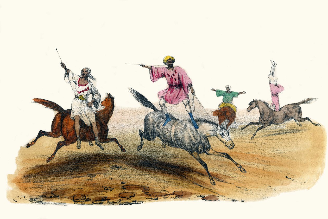 La voltige, par des Beduins. v „“ Album Grotesque, Choices of Types Remarkable“, ilustrace Victor Adam, Paříž, kolem roku 1850. od Victor Adam