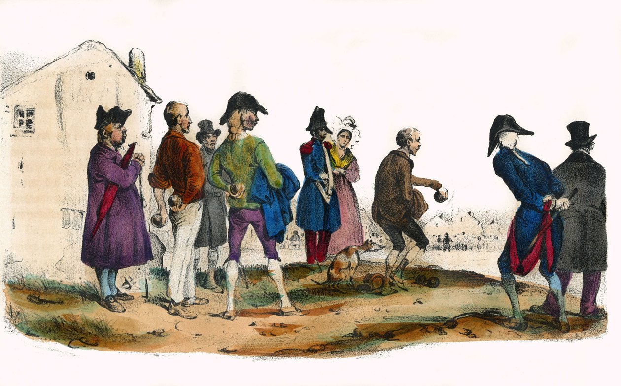 Martin, hráč s míčem. V „“ Album Grotesque, Choices of Outstanding Types“, ilustrace Victor Adam, Paříž, kolem roku 1850. od Victor Adam