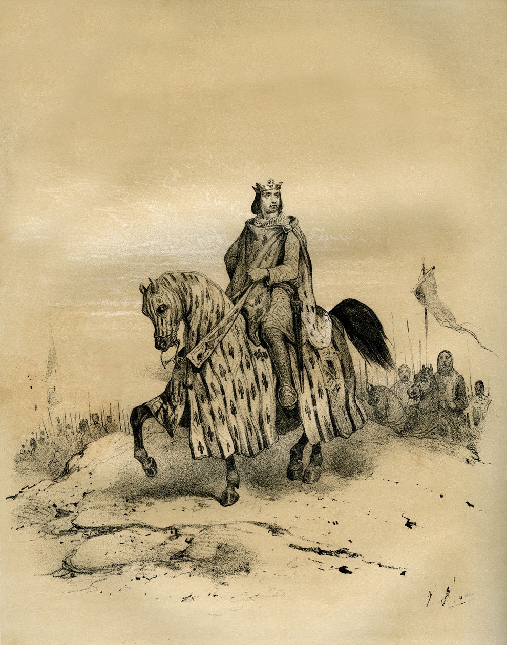 Filip 6. z Valois (1293-1350), francouzský král v letech 1328-1350, první král z dynastie Valois, který po převzetí moci v roce 1328 navzdory nárokům anglického krále Eduarda 3. jel v čele svých vojsk. Tento spor zahájil stoletou válku. Philippe od Victor Adam