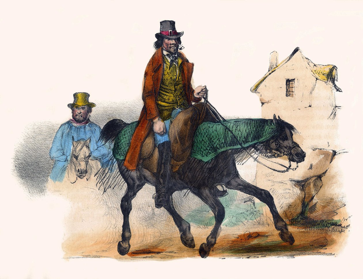 Obchodník s hovězím klusem počítá svůj zisk. V "Album Grotesque, Choices of Outstanding Types", ilustrace Victor Adam, Paříž, kolem roku 1850. od Victor Adam
