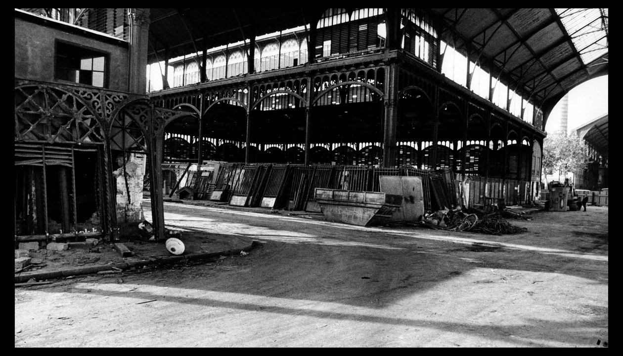 Demolice centrálního trhu v Paříži, v srpnu 1971 (čb foto) od Victor Baltard