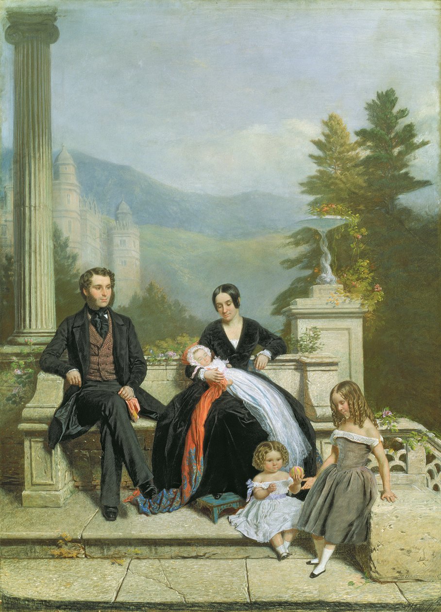Henry Granville Fitzalan Howard s Minnou Lyons a jeho třemi staršími dětmi, 1845 od Victor Dartiguenave