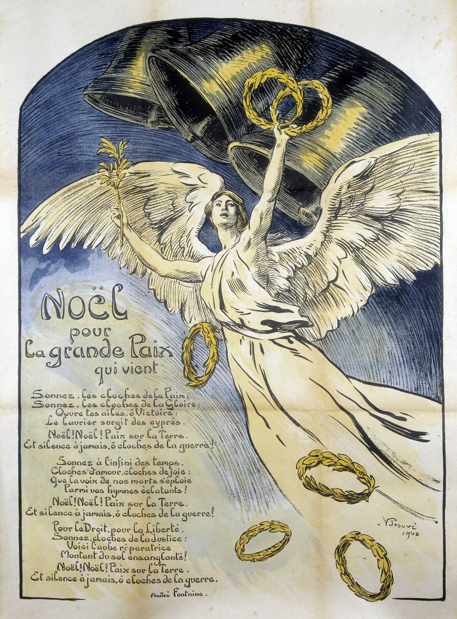 Alegorická postava Míru - Báseň „Vánoce pro velký mír, který přichází“ od André Fontainea, ill. od V. Prouvé od Victor Emile Prouve