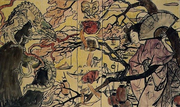 Skica pro vazbu knihy o japonském umění (akvarel na papíře) od Victor Emile Prouve