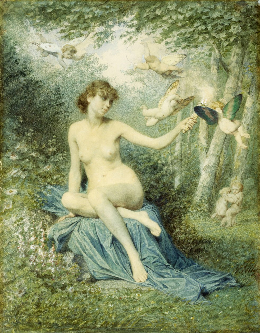 Nymfa odhánějící lásku pochodní od Victor Florence Pollet