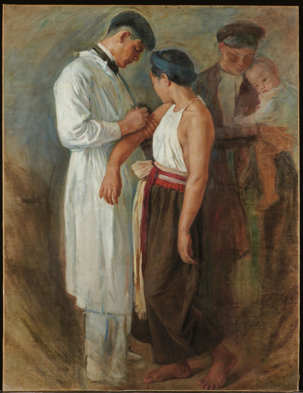 La Vaccination, kolem roku 1923 (olej na plátně) od Victor Francois Tardieu