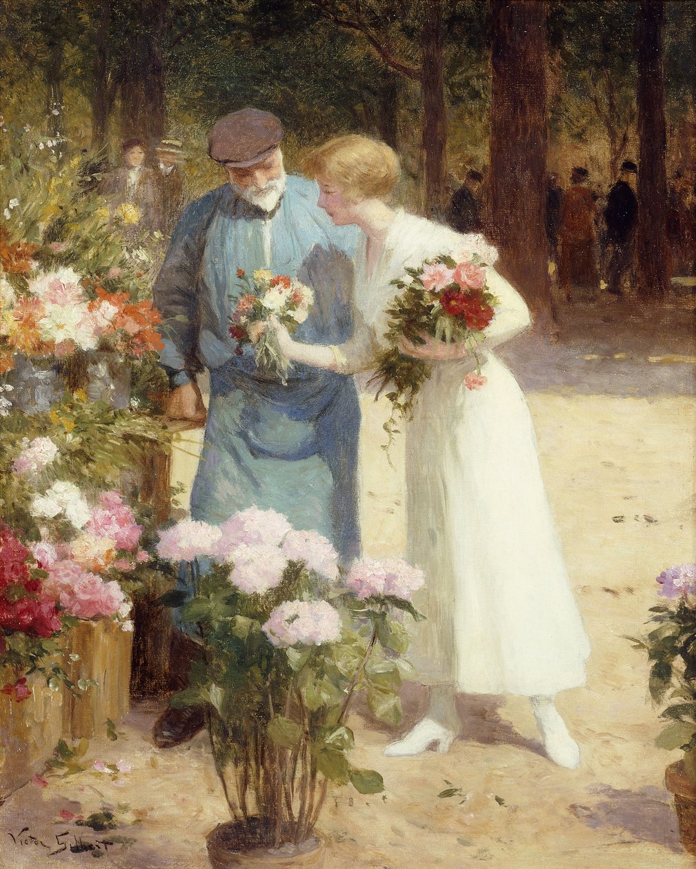 Na květinovém trhu; Na květinovém trhu, od Victor Gabriel Gilbert