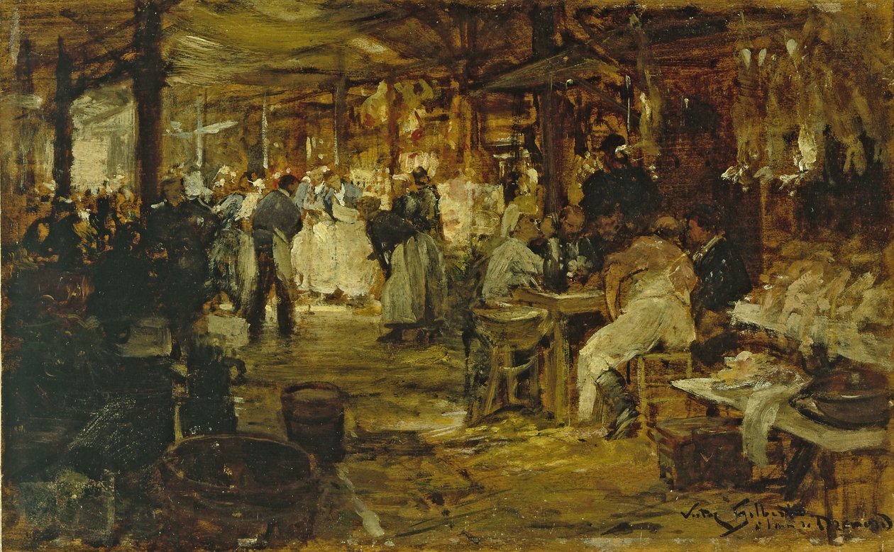 Le marché de la Madeleine, asi 1890 (olej na dřevě) od Victor Gabriel Gilbert