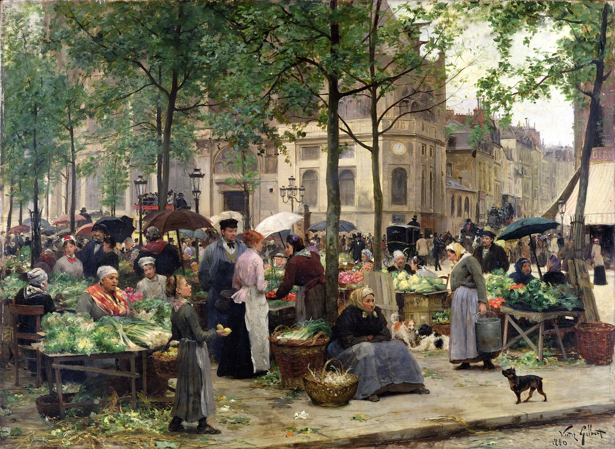 Náměstí před Les Halles, 1880 od Victor Gabriel Gilbert