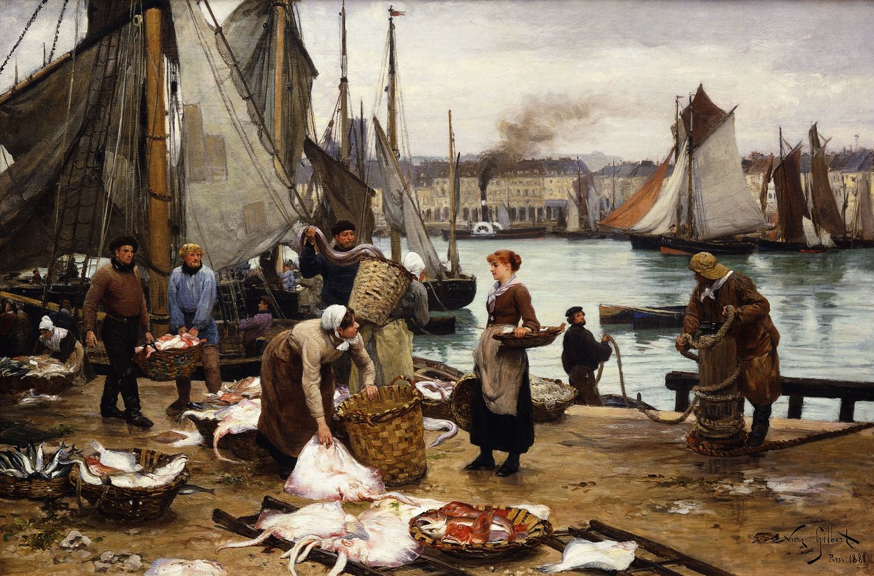 Vykládání úlovku, 1881 od Victor Gabriel Gilbert