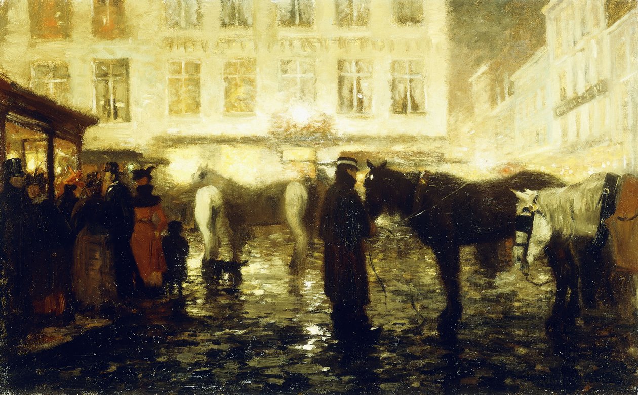 Pařížská ulice, večer, od Victor Gilsoul