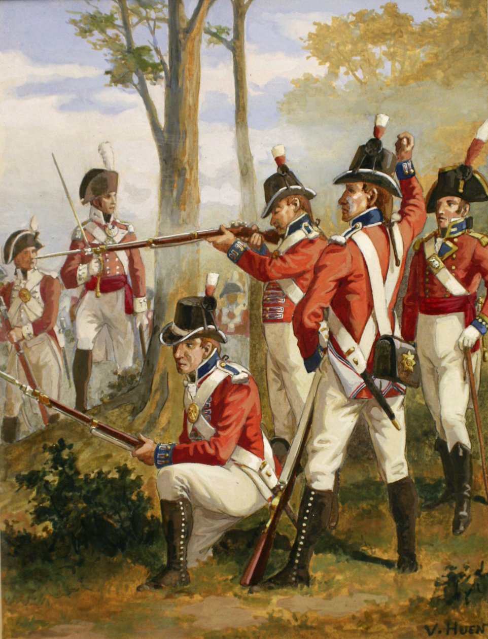 Uniformy Royal Marines 1790-1807, kolem roku 1924 (wc na papíře) od Victor Huen