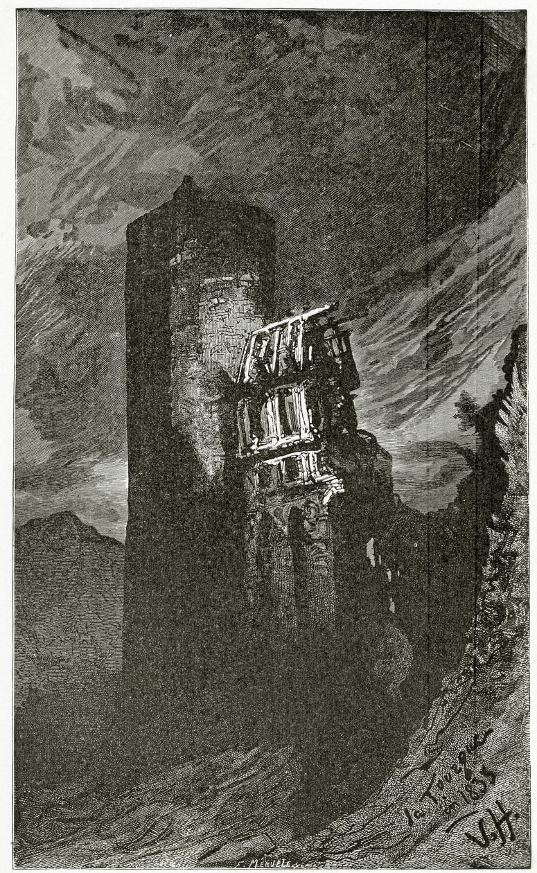La Tourgue - ilustrace z knihy Quatre Vingt Treize,19. století (čb. rytina) od Victor Hugo