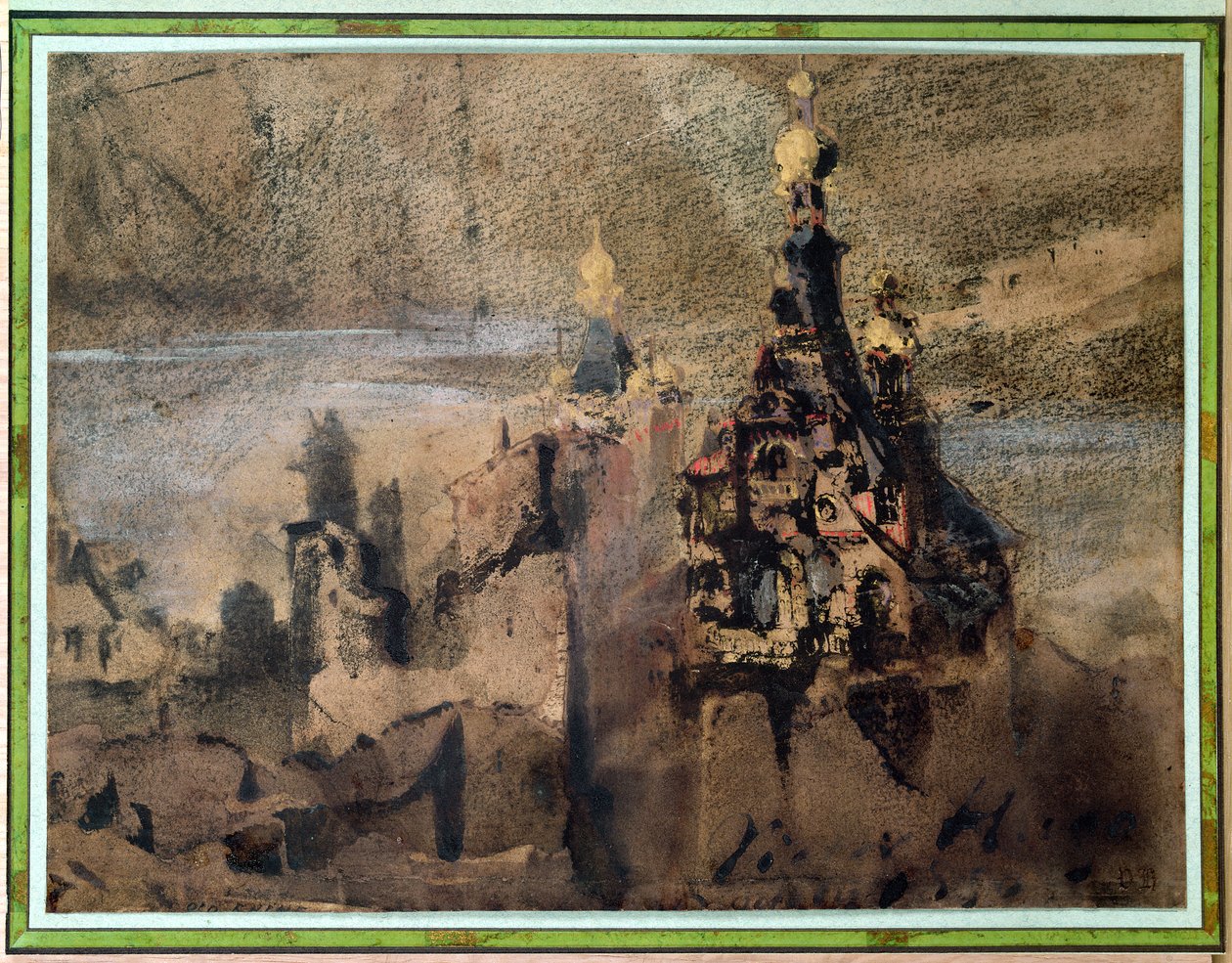 Paměť Španělska, 1850 (praní inkoustem a kvaš na papíře) od Victor Hugo