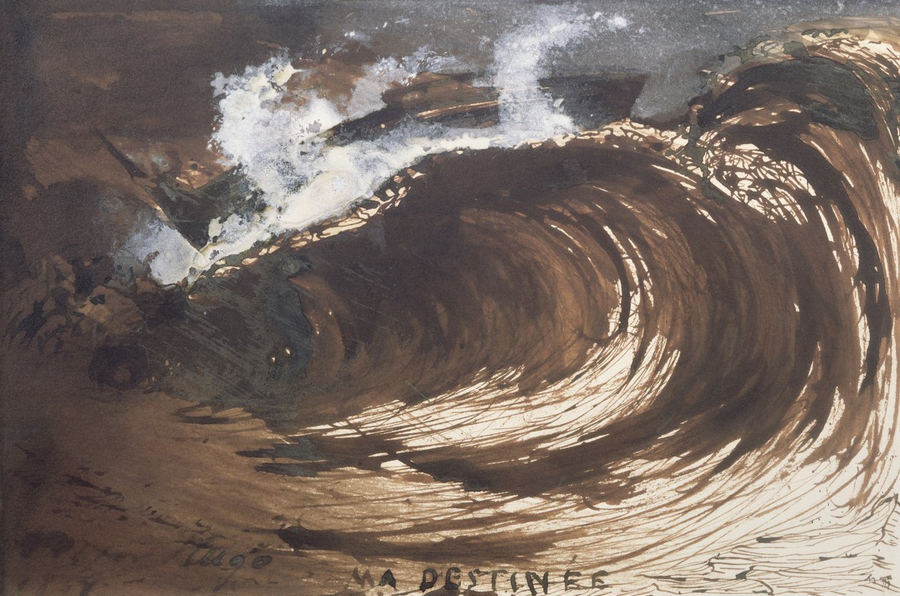 Můj osud, 1857 (pero a inkoust, praní a kvaš) od Victor Hugo