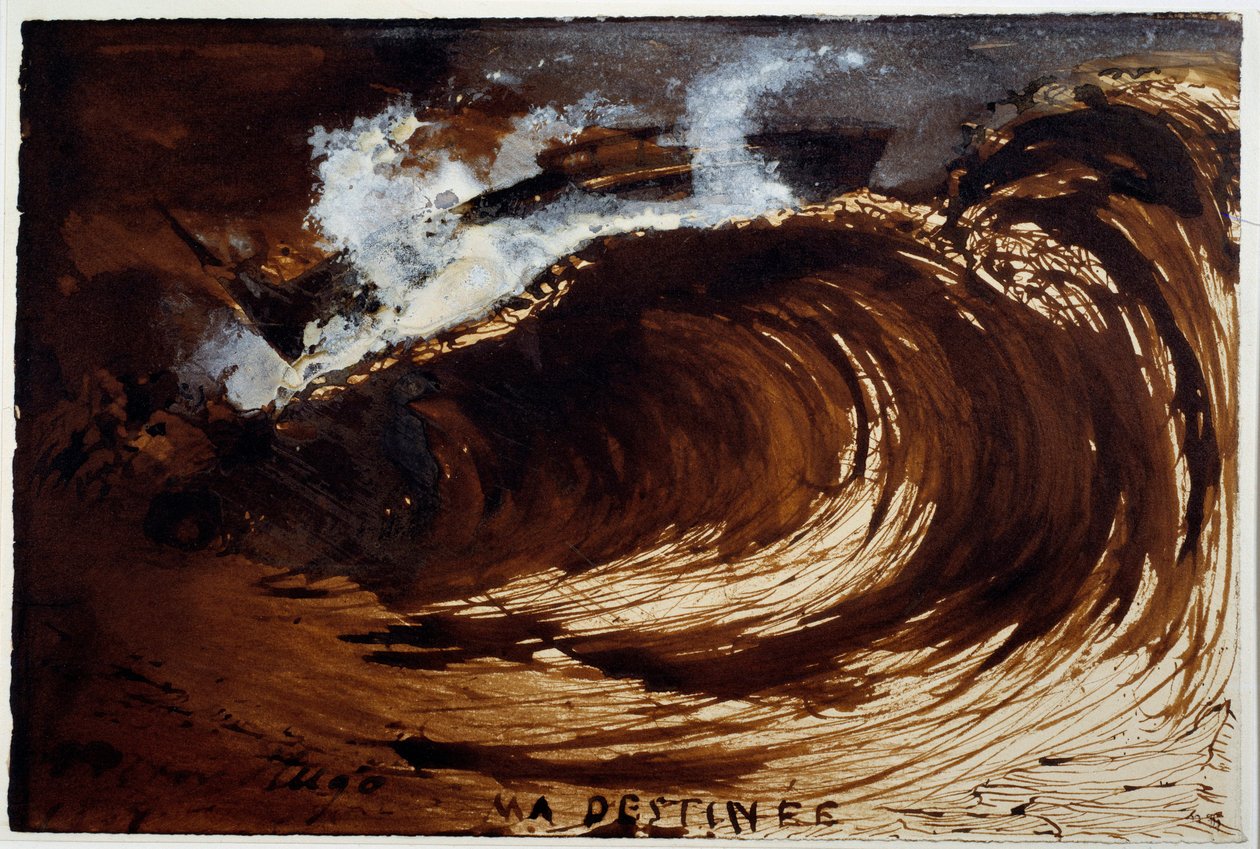 Můj osud. Znázornění vlny uprostřed moře. Kresba Victora Huga (1802-1885) od Victor Hugo