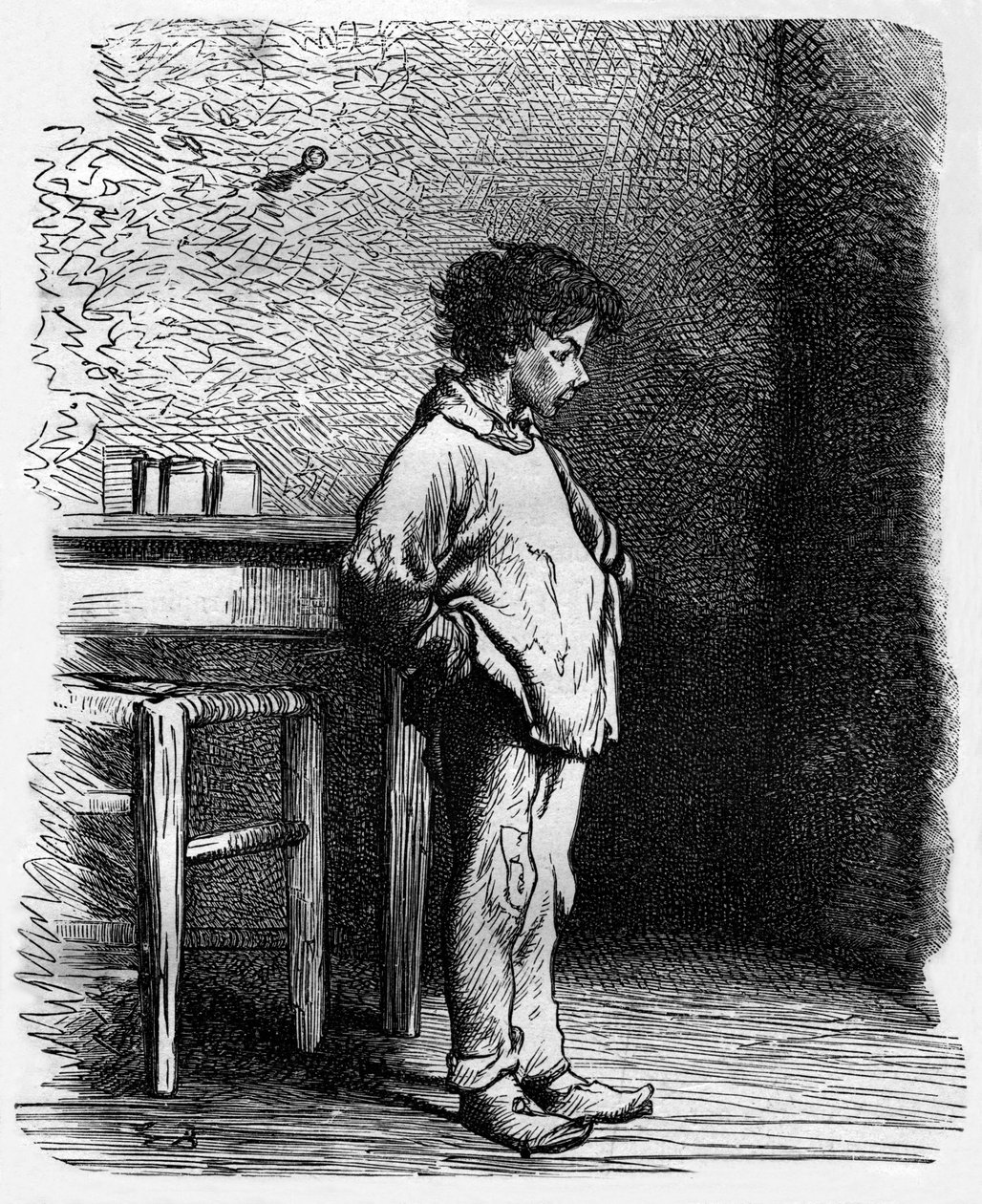 Navet, Gavrochův přítel, ilustrace k románu Victora Huga "Les Miserables" (4. díl: L