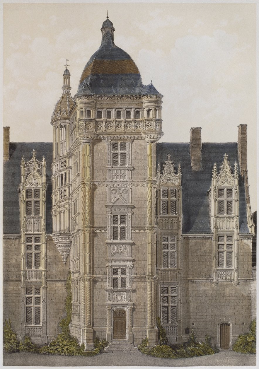 Zámek Saint-Ouen, Mayenne, ilustrace z „Les Chateaux de la Vallee de la Loire“, Paříž, vydáno Ch. Boivin, 1861 od Victor Jean Baptiste Petit