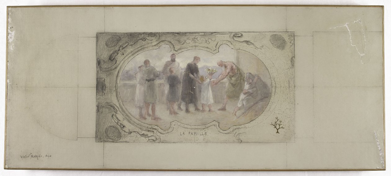 Skica pro Galerii Lobau, Hôtel de Ville, Paříž: Rodina od Victor Jean Pierre Maziès