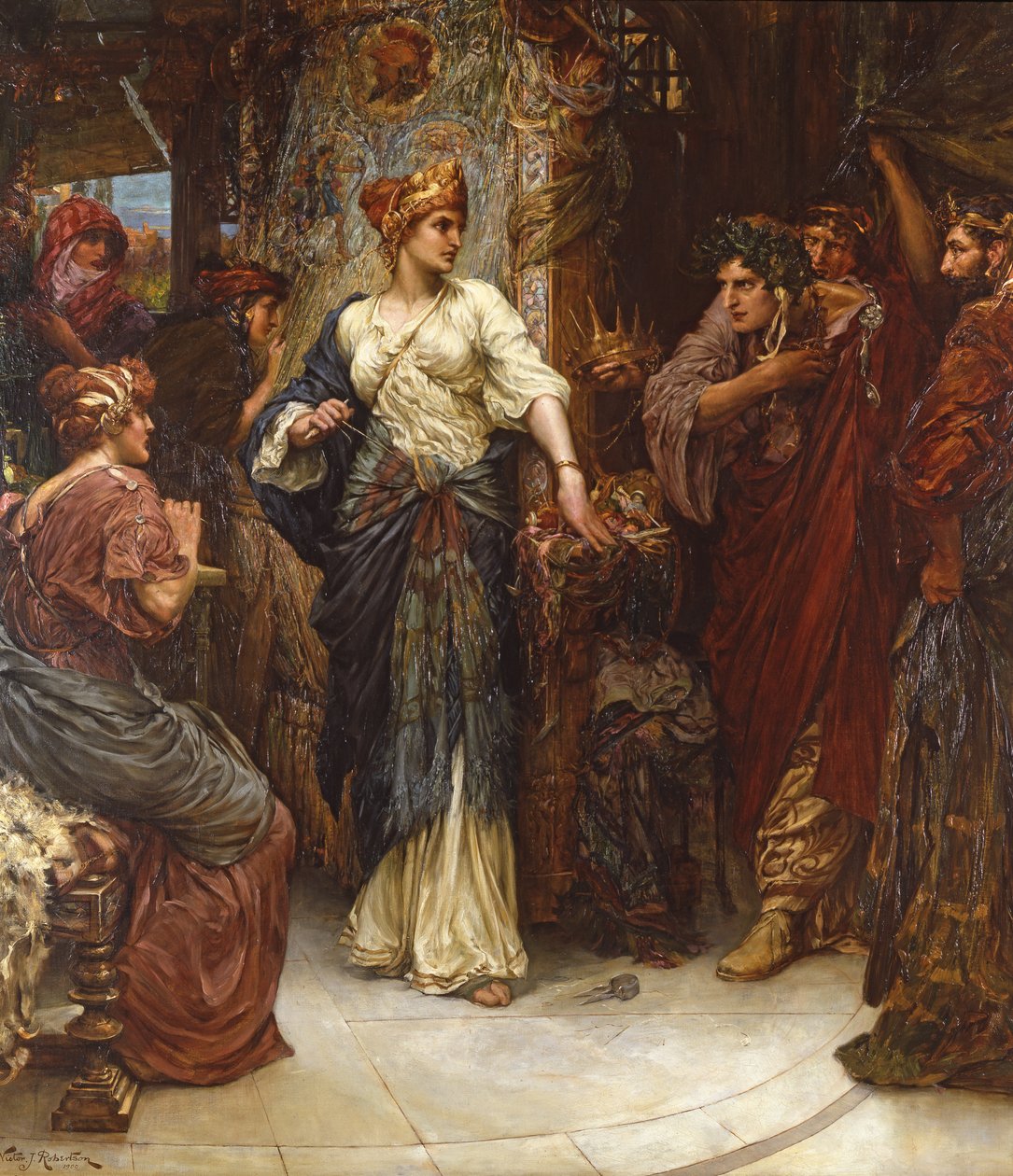 Penelope a nápadníci, 1900 od Victor John Robertson