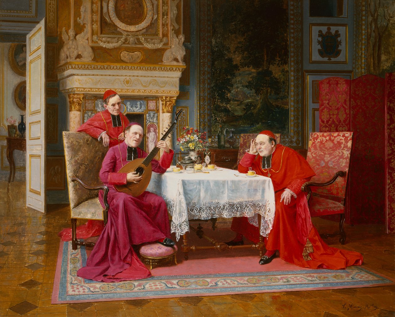 Zábava po večeři (olej na plátně) od Victor Marais Milton