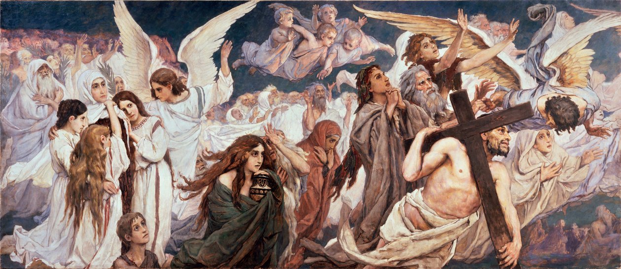 Devant le Paradis (Parte gauche) - Před rájem (Levá část) - Malba Viktora Michajloviče Vasněcova (1848-1926), olej na plátně od Victor Mikhailovich Vasnetsov