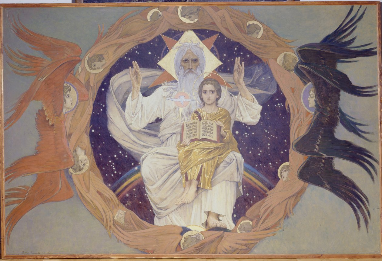Nejsvětější Trojice, přípravná skica pro katedrálu Alexandra Něvského ve Varšavě, 1907 od Victor Mikhailovich Vasnetsov