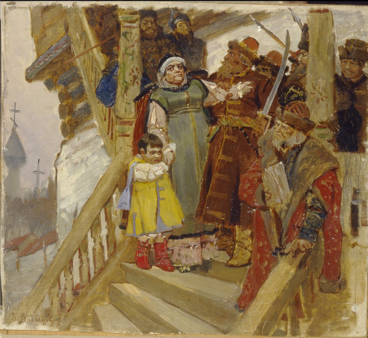 Zatčení Marty Boretské (nebo Marfy Posanidsa nebo Marthy starostky) v Novgorodu (Rusko) v roce 1478 - Zatčení Marfy Boretské v Novgorodu v roce 1478 - Obraz Viktora Michajloviče Vasněcova (1848-1926), olej na dřevě od Victor Mikhailovich Vasnetsov