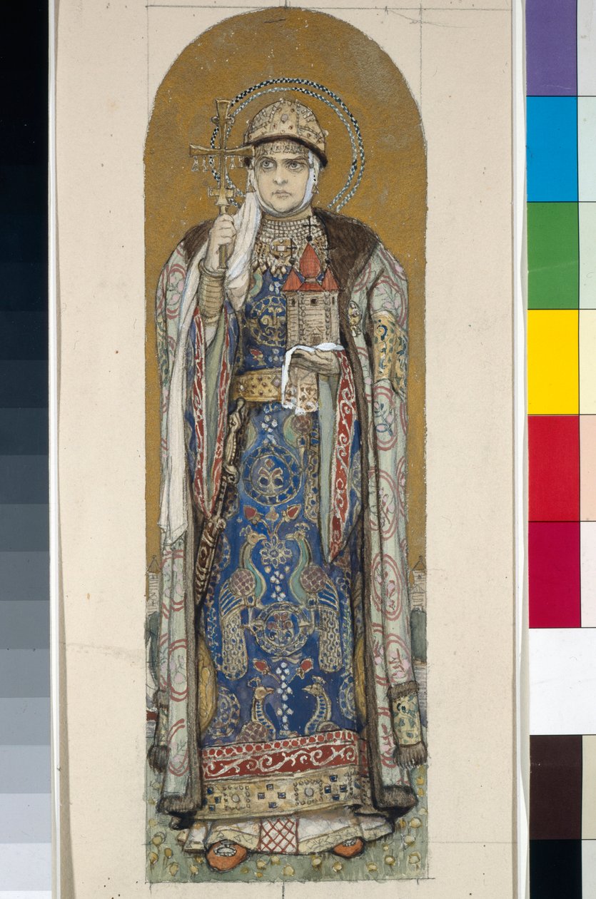 Svatá Olga, princezna z Kyjeva (Studie pro fresky v katedrále svatého Vladimíra v Kyjevě) od Victor Mikhailovich Vasnetsov