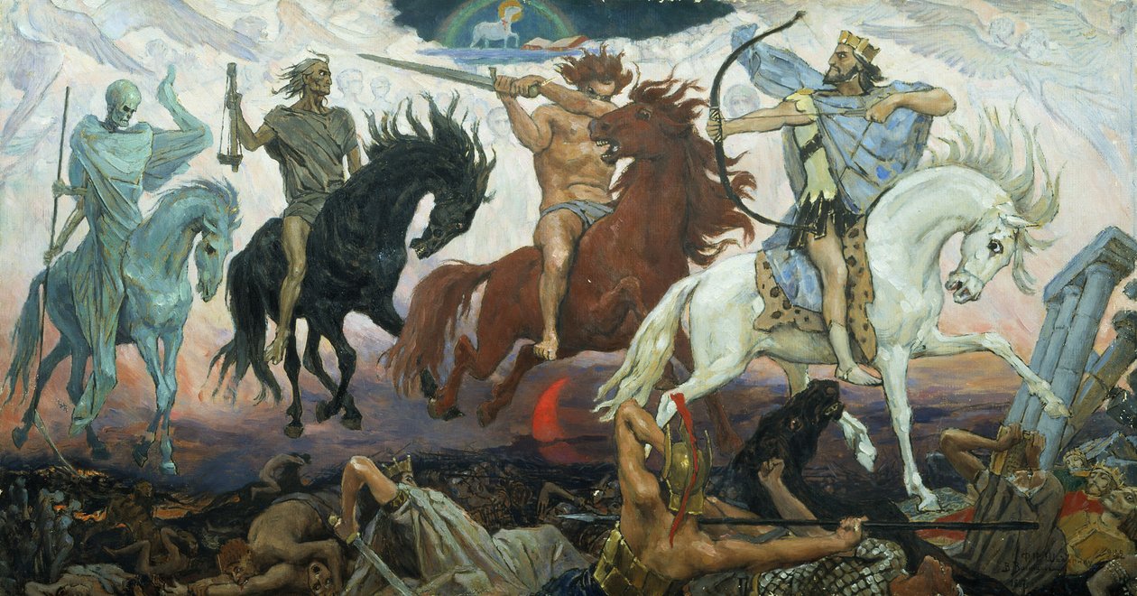Čtyři jezdci z Apokalypsy, 1887 od Victor Mikhailovich Vasnetsov