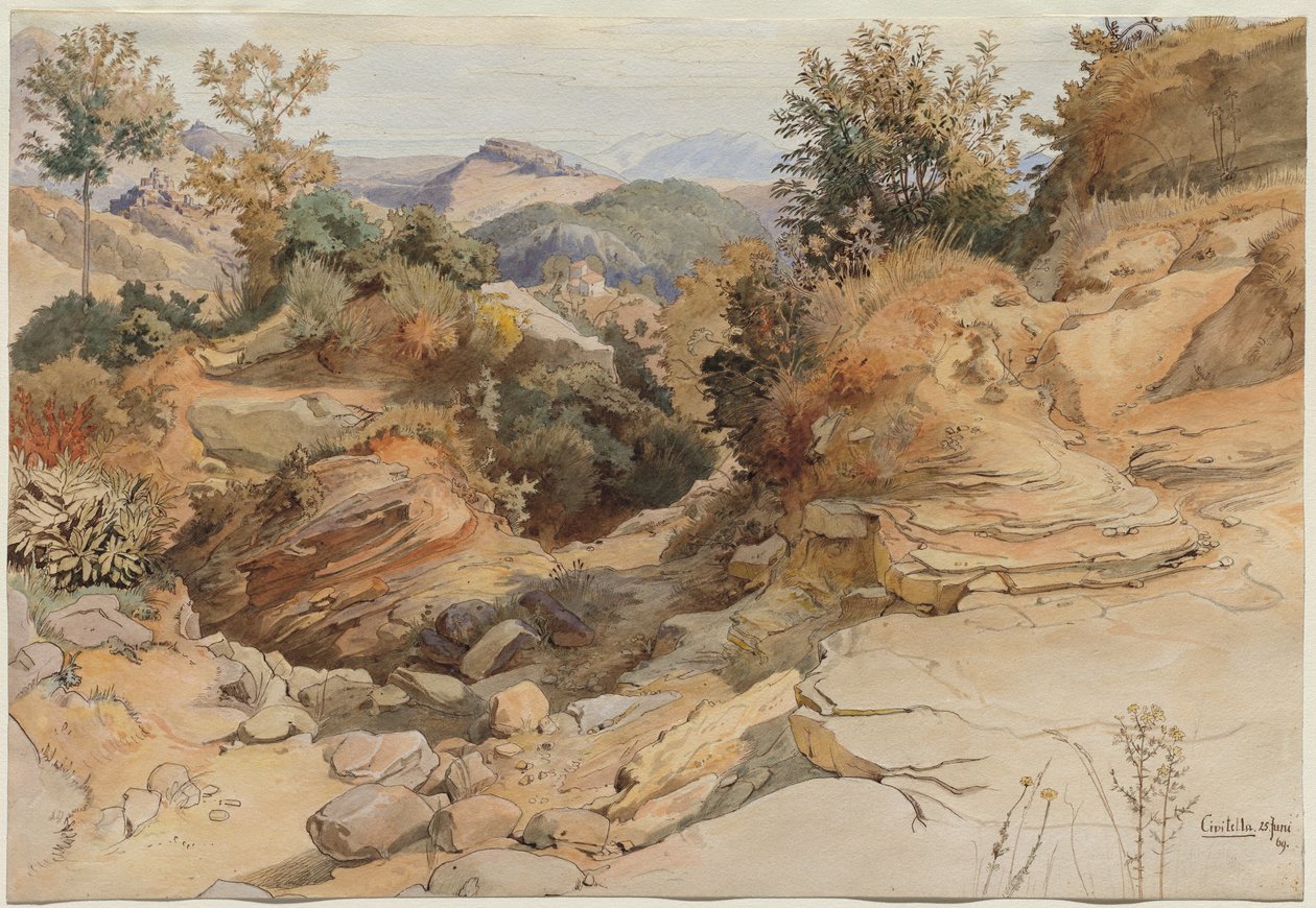 Sabine Hills a Rocca Santo Stefano, při pohledu z Civitella od Victor Paul Mohn