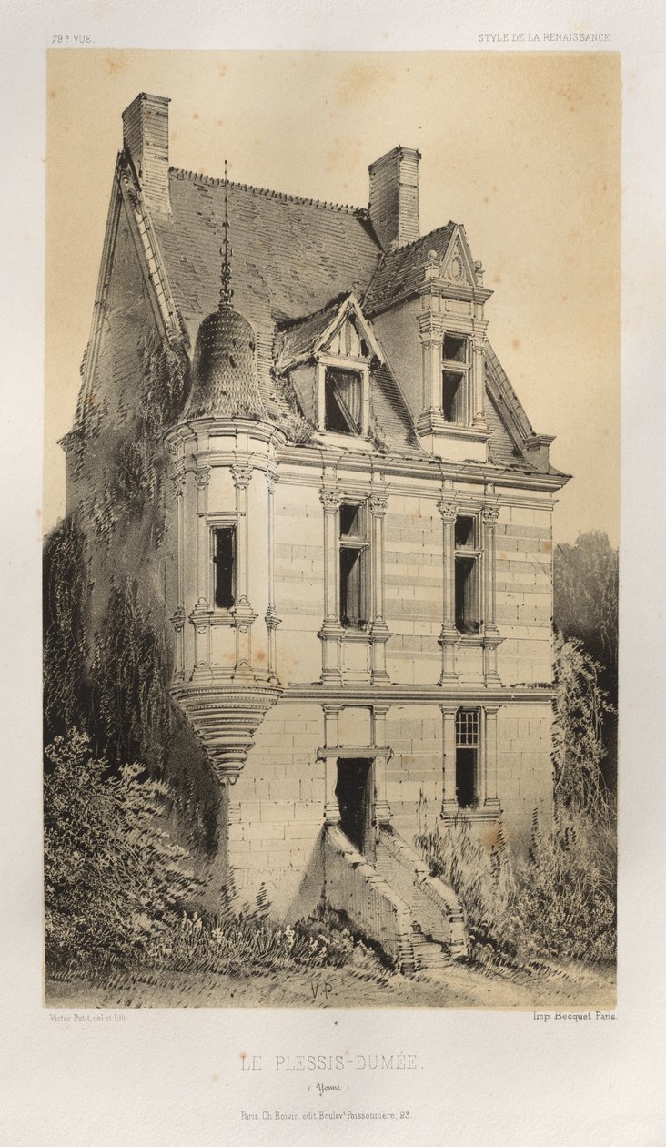 Malebná architektura aneb památky 15. století. A XVI. Století: Francouzské zámky XV a XVI Století: Pl. 79, Le Plessis-Dumée (Yonne) od Victor Petit