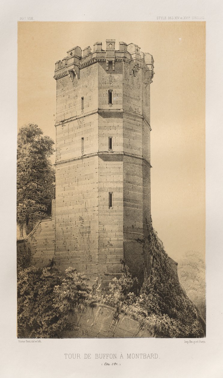 Malebná architektura aneb památky 15. století. A XVI. Století: Francouzské zámky XV a XVI Století: Pl. 90, Tour de Buffon v Montbardu (Côte d