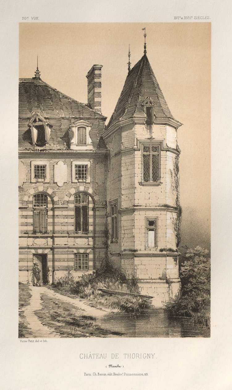 Malebná architektura aneb památky 15. století. A XVI. Století: Chateaux De France XV a XVI Století: Pl. 20, Chateau De Thorigny (Manche) od Victor Petit