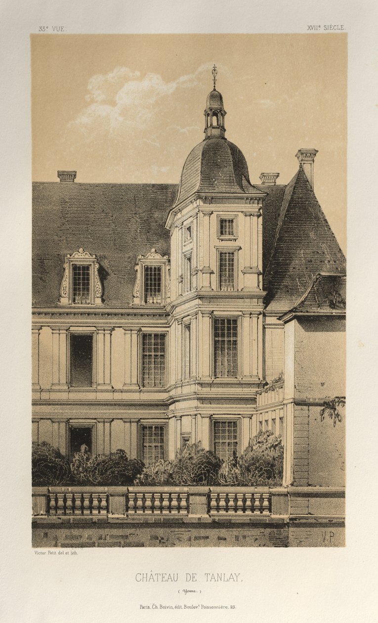 Malebná architektura aneb památky 15. století. A XVI. Století: Chateaux De France XV a XVI Století: Pl. 33, Château De Tanlay (Yonne) od Victor Petit