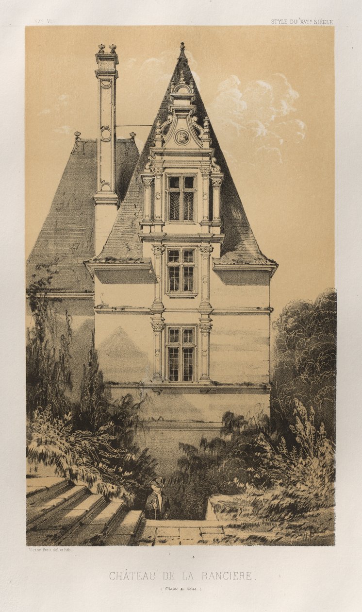 Malebná architektura aneb památky 15. století. A XVI. Století: Chateaux De France XV a XVI Století: Pl. 37, Château De La Ranciere (Maine et Loire) od Victor Petit