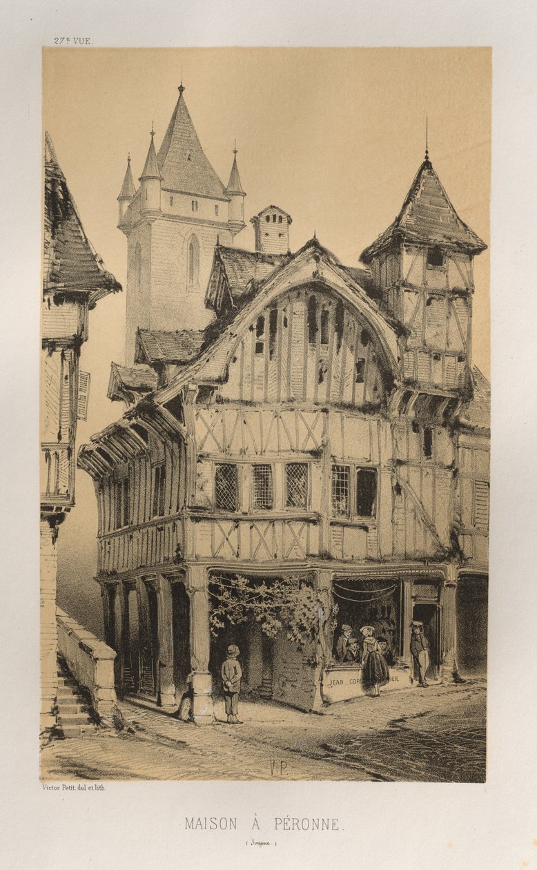 ...Pl. 27, Maison A Peronne Somme, publikoval 1860. od Victor Petit