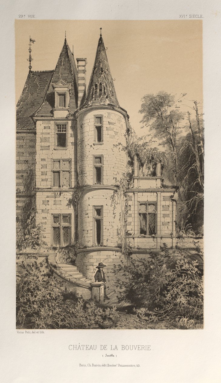 ..Pl. 29, Chateau De La Bouverie Sarthe, 1860. od Victor Petit