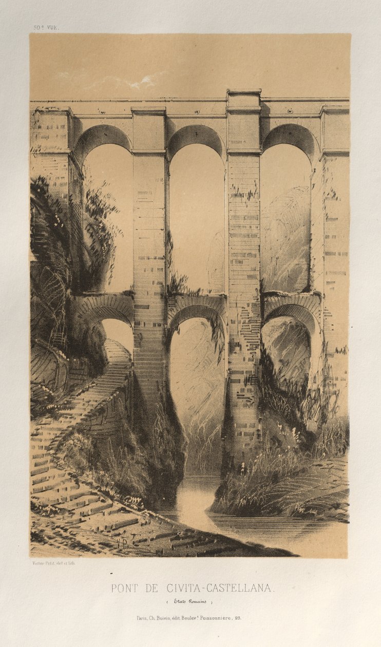 ...pl. 50, Most římských států Civita-Castellana, 1860. od Victor Petit