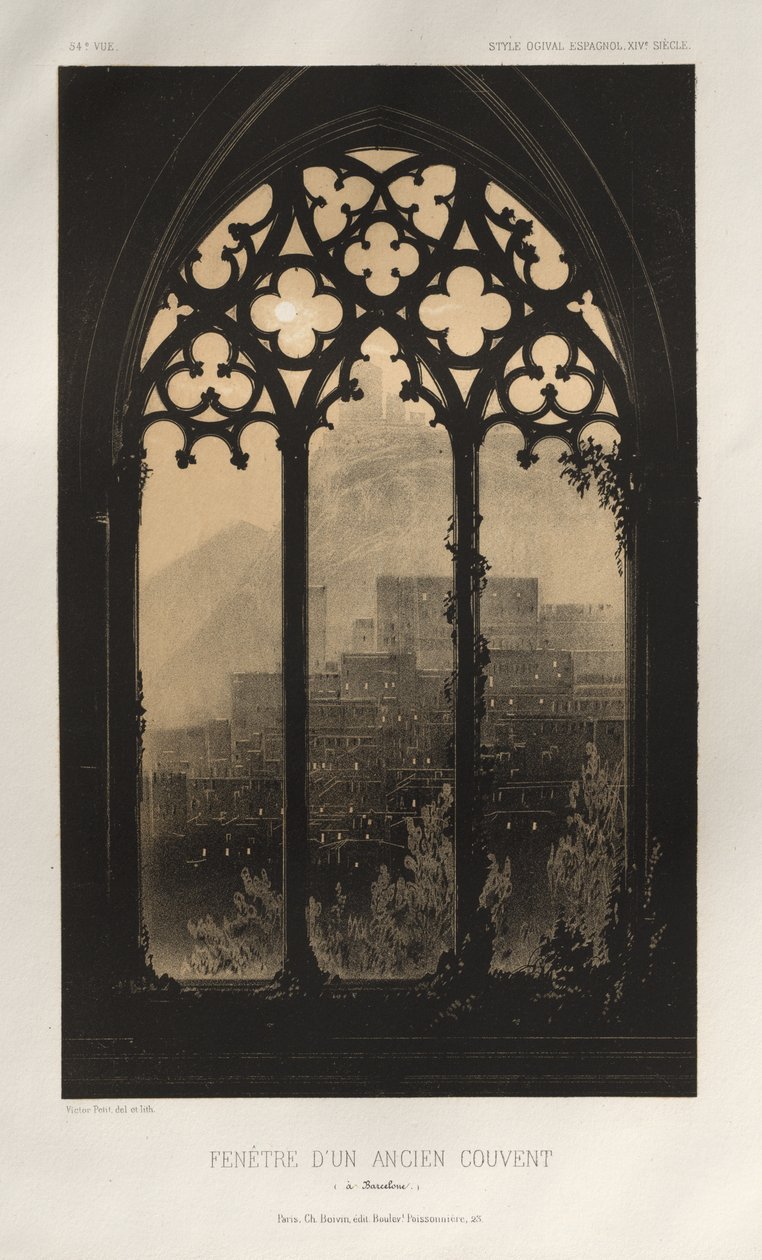 ...pl. 54, Okno starého kláštera v Barceloně, 1860. od Victor Petit