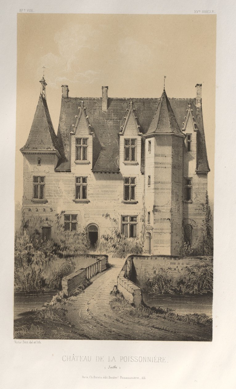 ...pl. 57, Chateau De La Poissonniere Sarthe, 1860. od Victor Petit