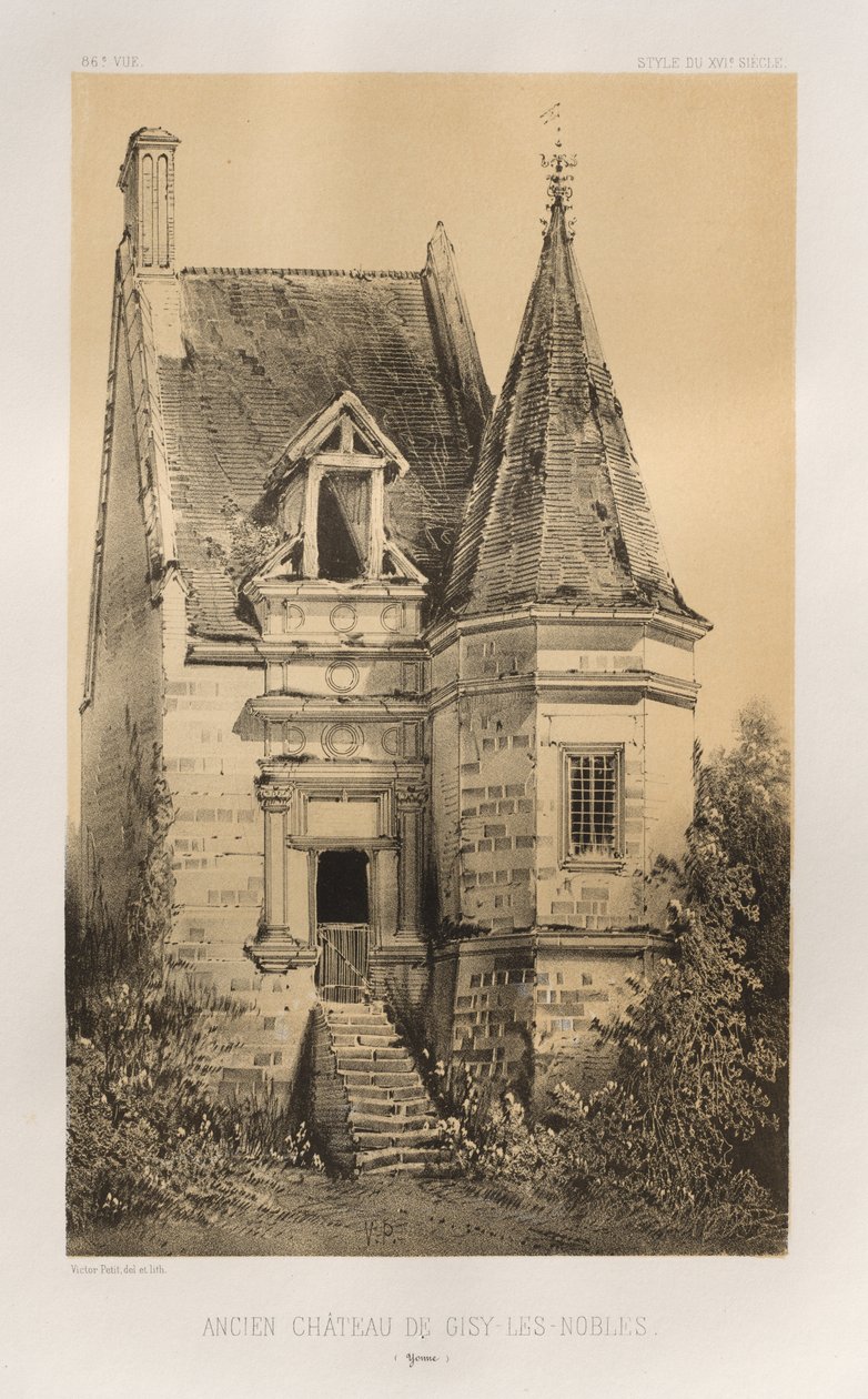 ...pl. 86, bývalý hrad Gisy-Les-Nobles Yonne, 1860. od Victor Petit